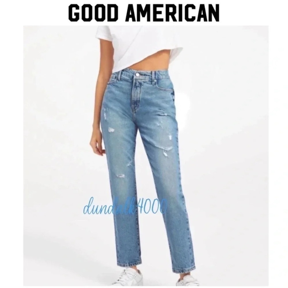 Good American Distressed Boyfriend Jeans